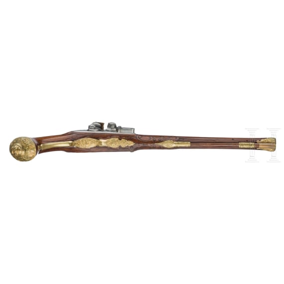 A fine flintlock pistol from the armoury of Elector Carl III. Philipp von der Pfalz by Johann Wagner in Kronach, circa 1730