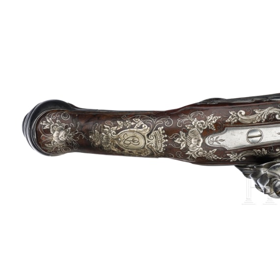 A fine pair of Brescian flintlock-pistols by Paolo Cetterio, circa 1740