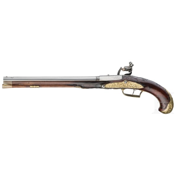 A long flintlock pistol, Joseph Hauer in Bamberg, circa 1720