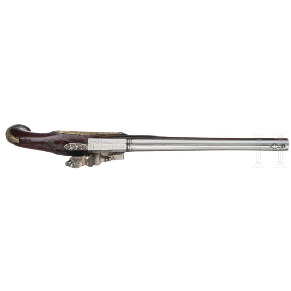 A long flintlock pistol, Joseph Hauer in Bamberg, circa 1720