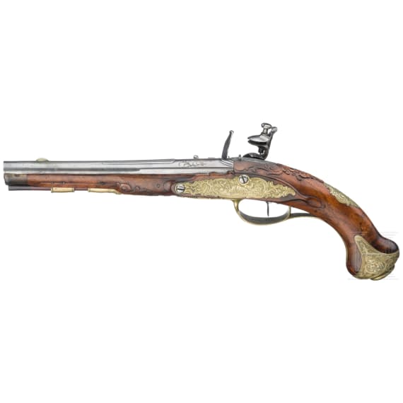 A fine flintlock pistol from a German princely armoury, circa 1760