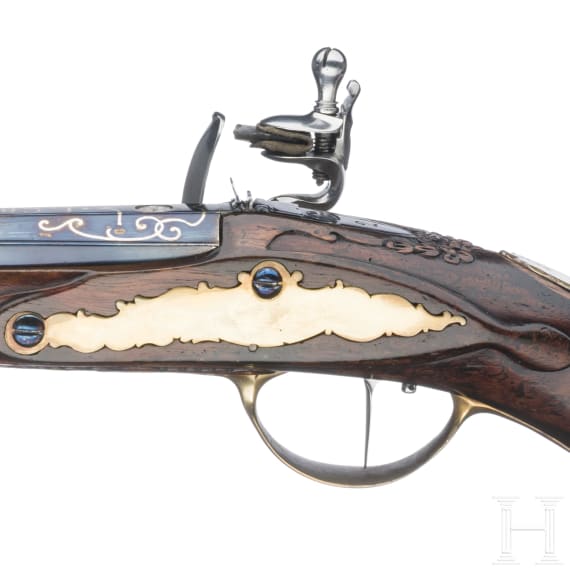 A pair of cased flintlock pistols by Johann Christoph Kuchenreuter, Steinweg near Regensburg, circa 1780