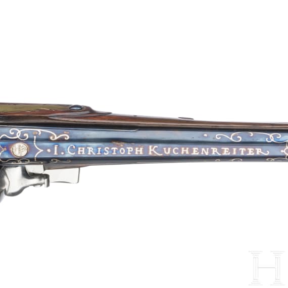 A pair of cased flintlock pistols by Johann Christoph Kuchenreuter, Steinweg near Regensburg, circa 1780