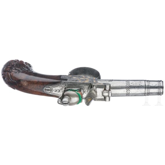 A pair of German flintlock pocket pistols, ca, 1780