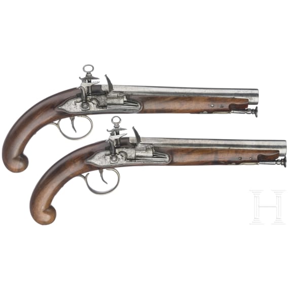 A pair of Spanish traveler's Miquelet pistols, ca. 1830