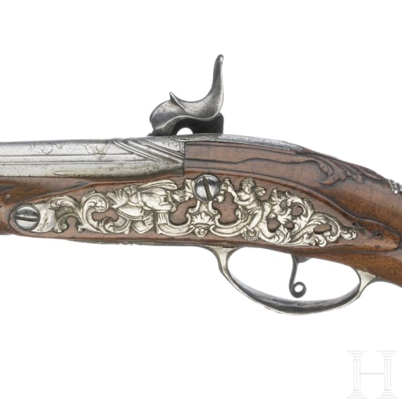 A German silver mounted percussion rifle, circa 1700
