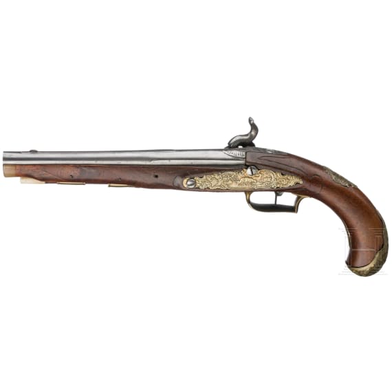 A pair of French percussion pistols, circa 1760