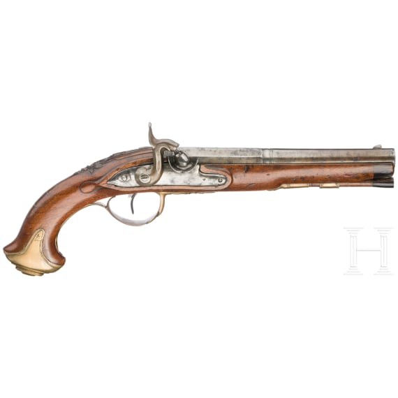 A pair of adapted percussion pistols, France, circa 1800