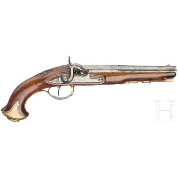 A pair of adapted percussion pistols, France, circa 1800