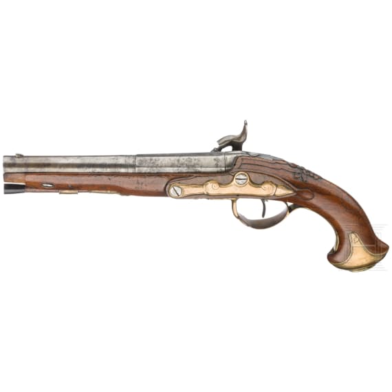 A pair of adapted percussion pistols, France, circa 1800