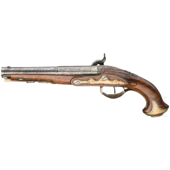 A pair of adapted percussion pistols, France, circa 1800