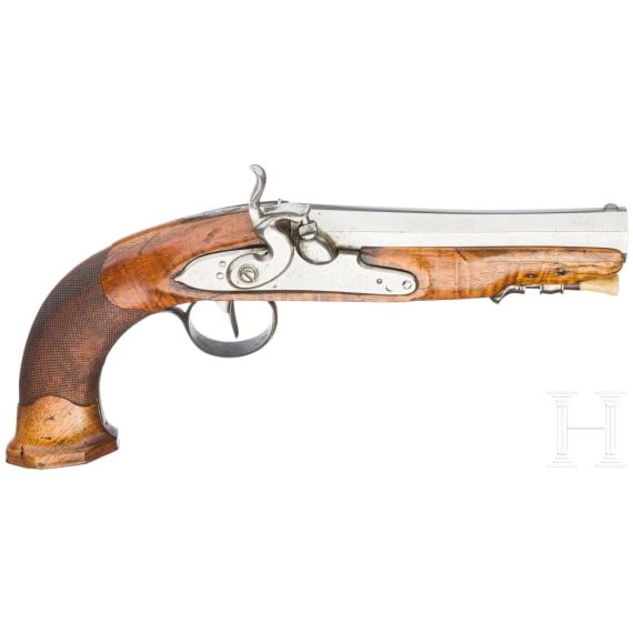 A French converted percussion pistol, circa 1820