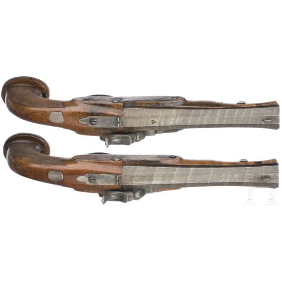 A pair of French percussion pistols, J. Maire &agrave; Plombieres, circa 1820