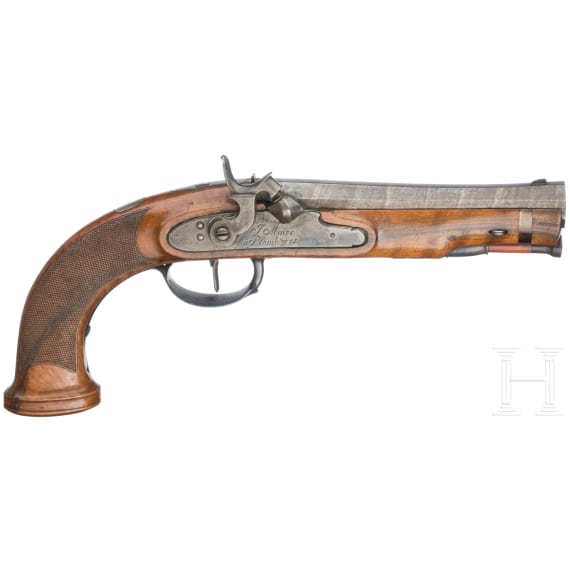 A pair of French percussion pistols, J. Maire &agrave; Plombieres, circa 1820