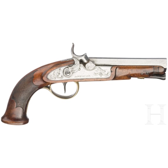 A percussion travelling pistol, Sebastian Geyer in Neustadt, circa 1830
