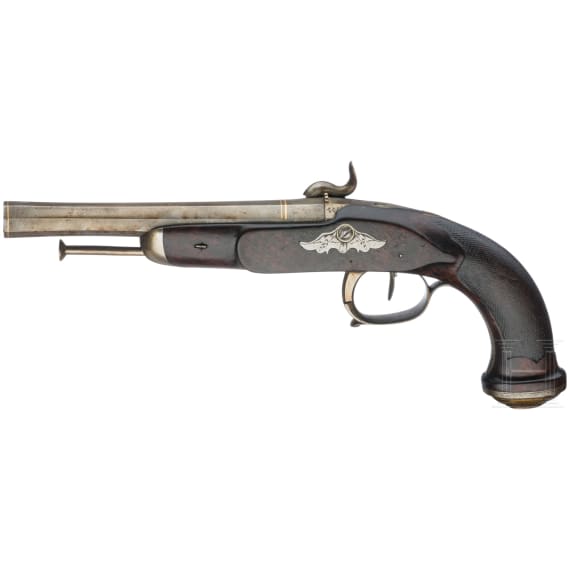A pair of percussion pistols, Li&egrave;ge, circa 1830