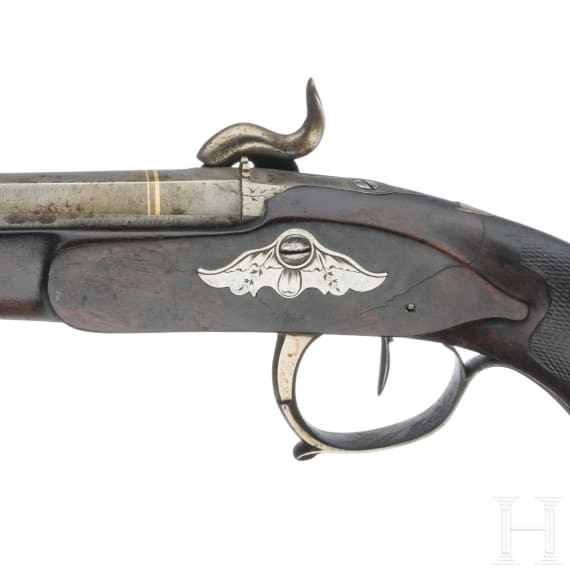 A pair of percussion pistols, Li&egrave;ge, circa 1830