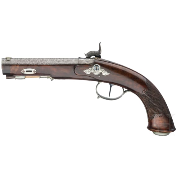 A German percussion pistol by Kuchenreuter(?), circa 1840