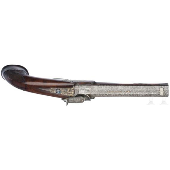 A German percussion pistol by Kuchenreuter(?), circa 1840