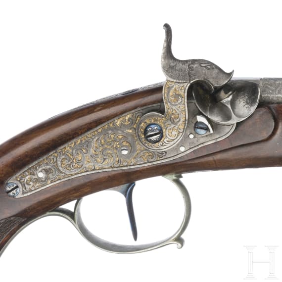 A German percussion pistol by Kuchenreuter(?), circa 1840