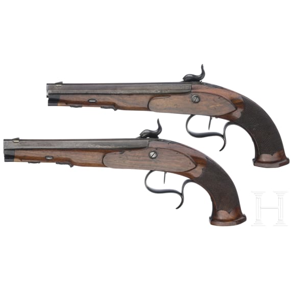 A pair of percussion pistols, G. Pistor, Schmalkalden, circa 1840