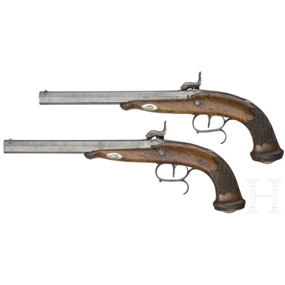 A pair of Belgian percussion pistols, circa 1840