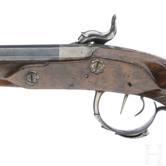 A pair of German percussion target pistols, Jacob Musich, circa 1840
