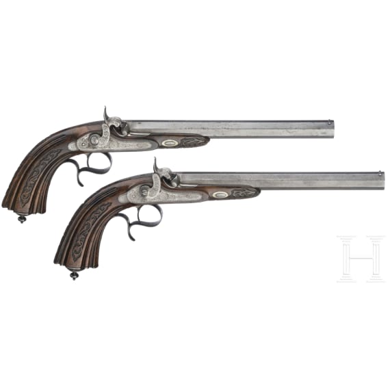A pair of cased percussion-pistols by Gastine Renette, Paris, circa 1840/50
