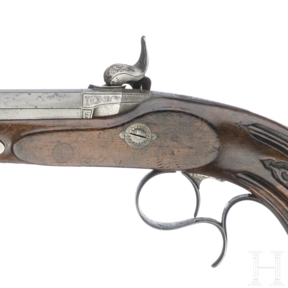 A pair of cased percussion-pistols by Gastine Renette, Paris, circa 1840/50