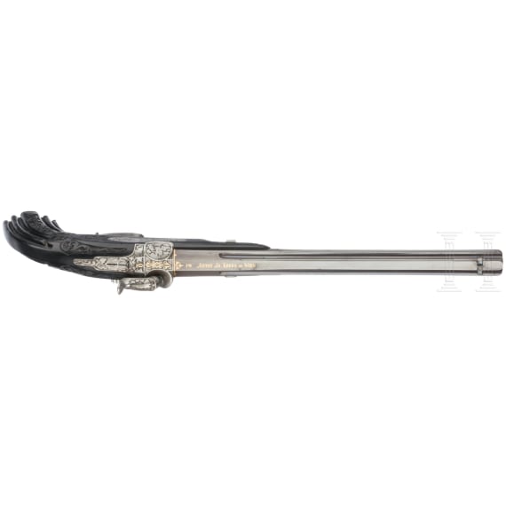 A cased pair of fine ebony stocked percussion pistols by Anton Krebs of Vienna, circa 1860