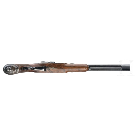 A pair of deluxe percussion pistols in a case, L. Collombert, Aix-les-Bains, circa 1850/60
