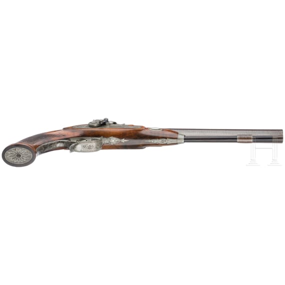 A cased pair of German percussion pistols by L. St&ouml;rmer of G&ouml;ttingen, circa 1850