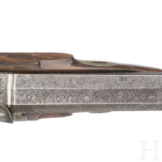 A cased pair of German percussion pistols by L. St&ouml;rmer of G&ouml;ttingen, circa 1850