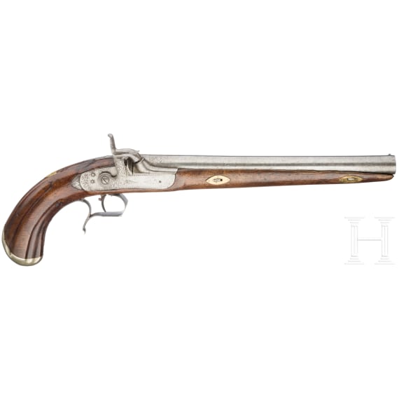 An Italian percussion pistol, circa 1850