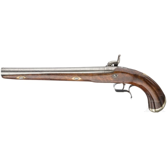 An Italian percussion pistol, circa 1850
