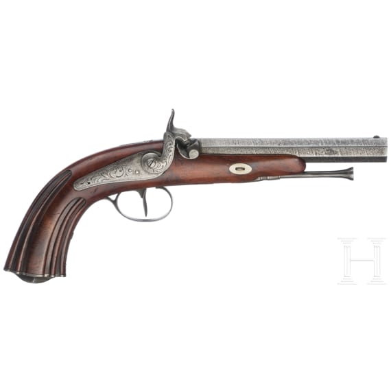 A percussion pistol, Li&egrave;ge, circa 1850
