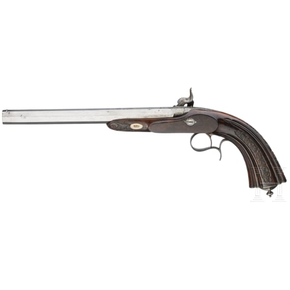 A cased pair of percussion pistols belonging to Honor&eacute; Charles Baston de La Riboisi&egrave;re, Gastinne Renette &agrave; Paris, circa 1850