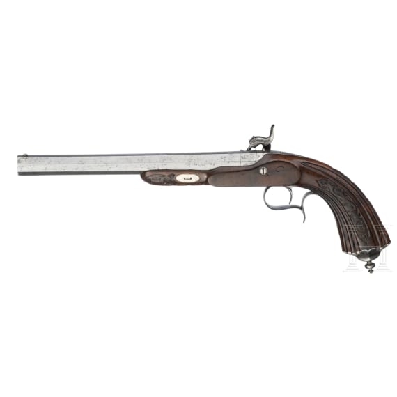 A pair of percussion pistols in a case, Geerinckx in Paris, circa 1850