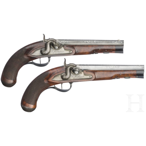 A pair of percussion travel pistols, Johann Adam Kuchenreuter, Regensburg, circa 1850