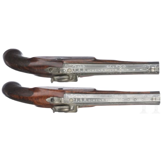 A pair of percussion travel pistols, Johann Adam Kuchenreuter, Regensburg, circa 1850