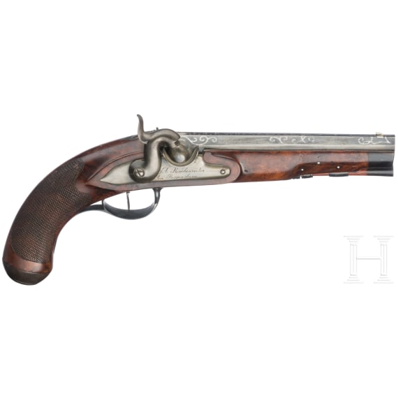 A pair of percussion travel pistols, Johann Adam Kuchenreuter, Regensburg, circa 1850