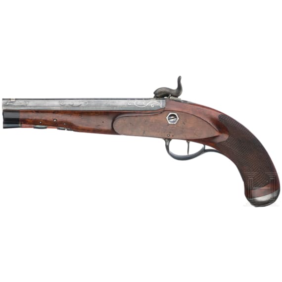 A pair of percussion travel pistols, Johann Adam Kuchenreuter, Regensburg, circa 1850