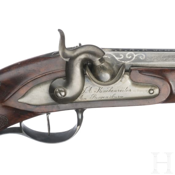 A pair of percussion travel pistols, Johann Adam Kuchenreuter, Regensburg, circa 1850