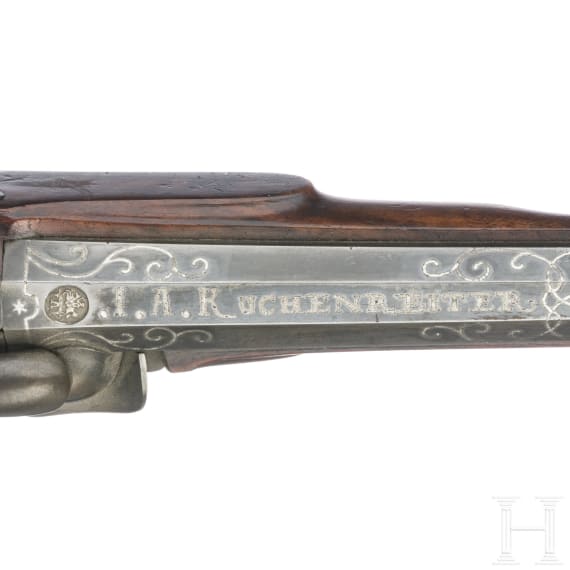 A pair of percussion travel pistols, Johann Adam Kuchenreuter, Regensburg, circa 1850