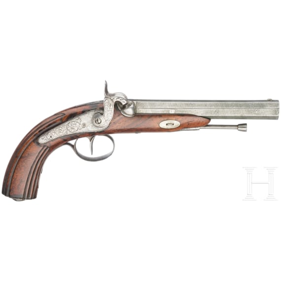 A percussion pistol, Li&egrave;ge, circa 1850