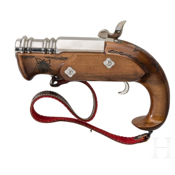 Percussion hand cannon, F. Pfn&uuml;r in Berchtesgaden, dated 1974