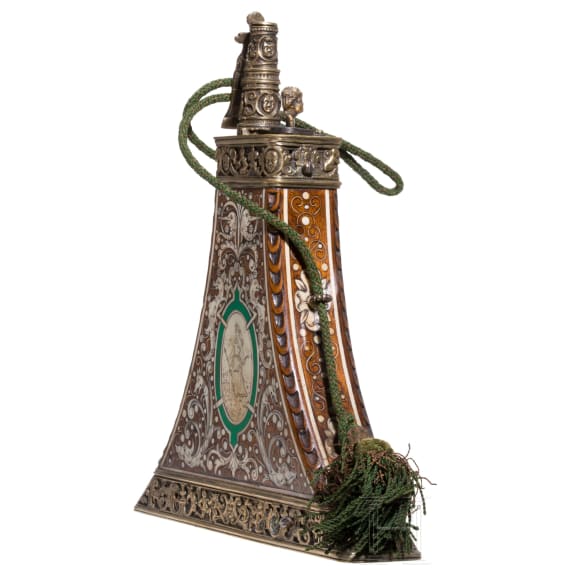 A significant deluxe powder flask from the armoury of the Dukes of Saxony, circa 1600