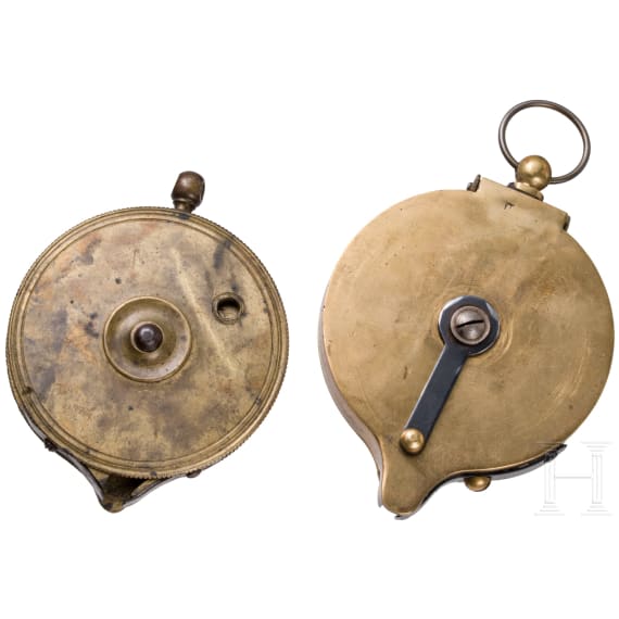 Two percussion cap dispensers, circa 1850/60