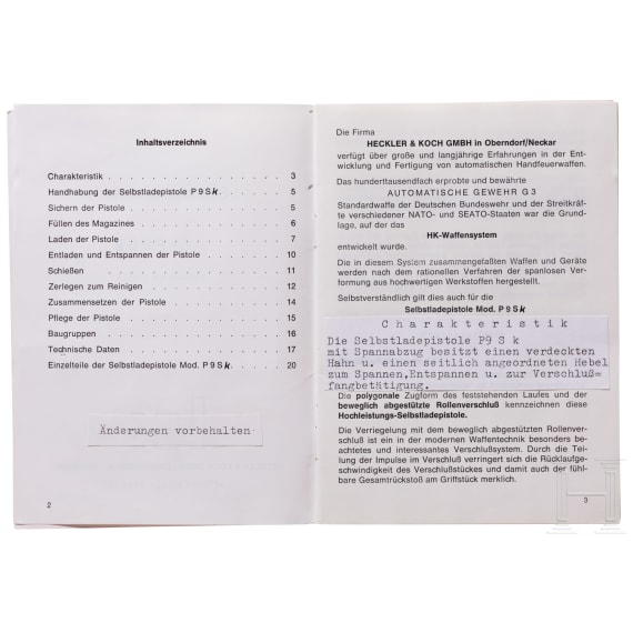 Heckler & Koch, preliminary manual for P9 Sk