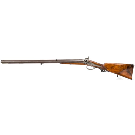 A cased side-by-side percussion combination shotgun by Lebeda of Prague